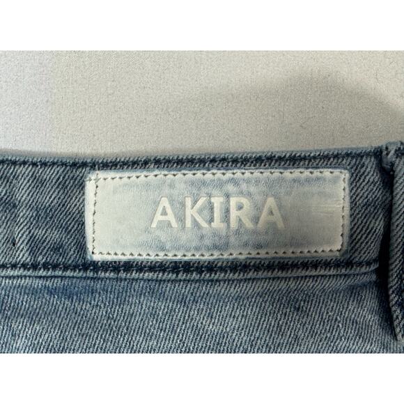 Akira Women's Wide Leg Moto Style Blue Denim Jeans - Size 3/W25 (26x30.5) - Picture 3 of 5